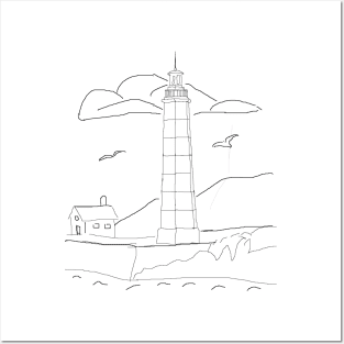 Lighthouse Scene to Color Posters and Art